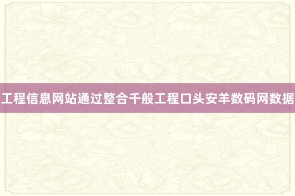 工程信息网站通过整合千般工程口头安羊数码网数据